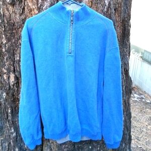 Tommy Bahama Men's M Blue Quarter Zip Long Sleeve Reversible Pullover Sweater